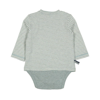 OrganicEra Organic Baby L/S T-Shirt-Body, Aqua Striped