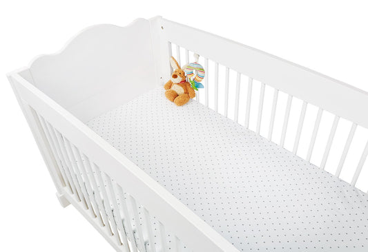 Spannbettlaken für Kinderbetten im Doppelpack 'Sternchen', Jersey, grau und uni, weiß
