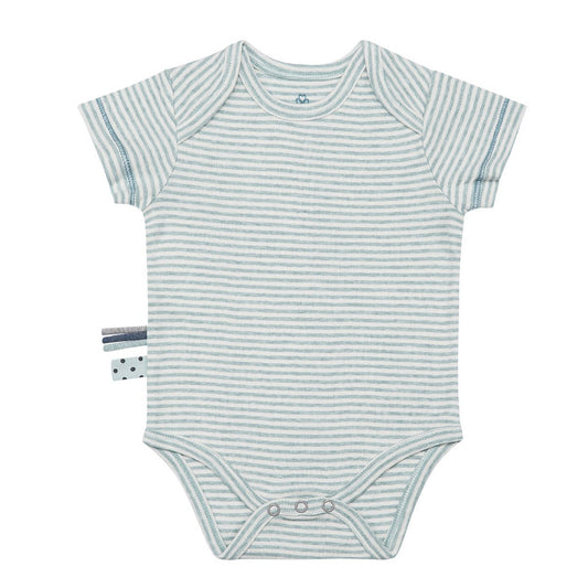 OrganicEra Organic Baby S/S Body, Aqua Striped