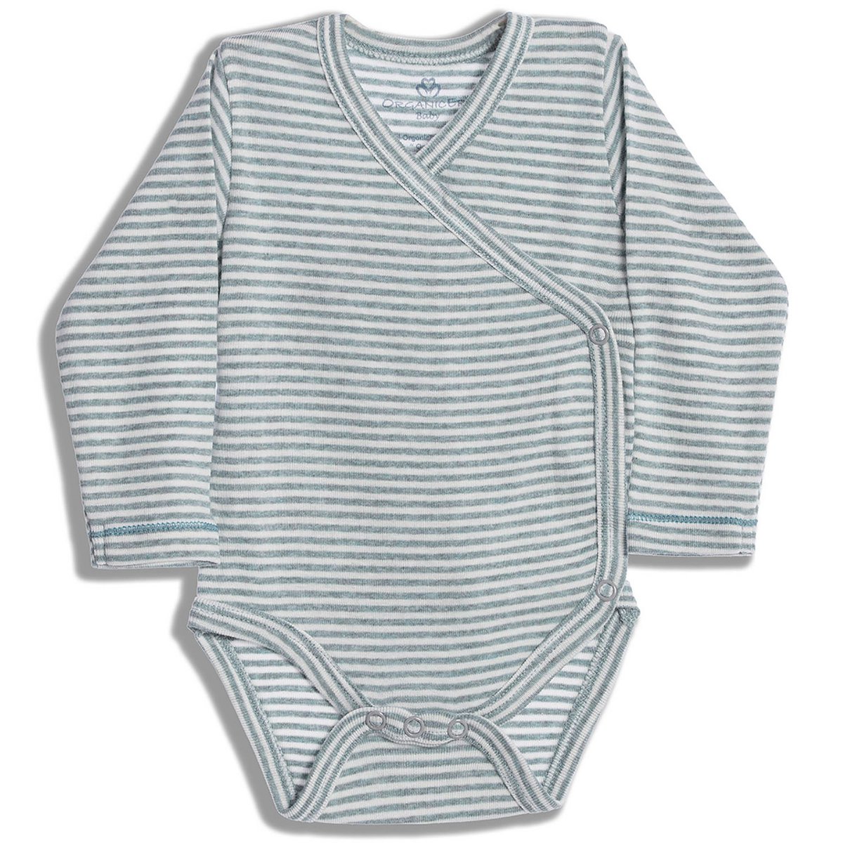 OrganicEra Organic Baby L/S Kimono-Body, Aqua Striped