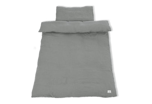 Musselin-Bettbezug-Set für Kinderbetten, grau, 2-teilig