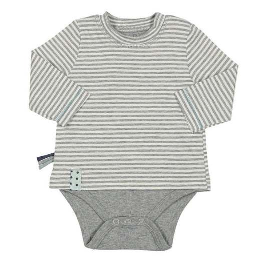 OrganicEra Organic Baby L/S T-Shirt Body, Grau gestreift