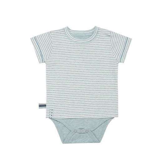 OrganicEra Organic Baby S/S T-Shirt-Body, Aqua Striped