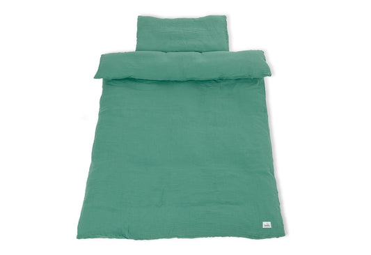 Musselin-Bettbezug-Set für Kinderbetten, grün, 2-teilig