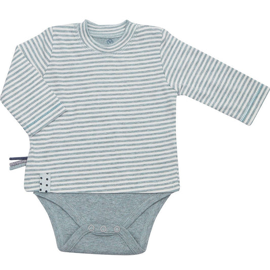 OrganicEra Organic Baby L/S T-Shirt-Body, Aqua Striped